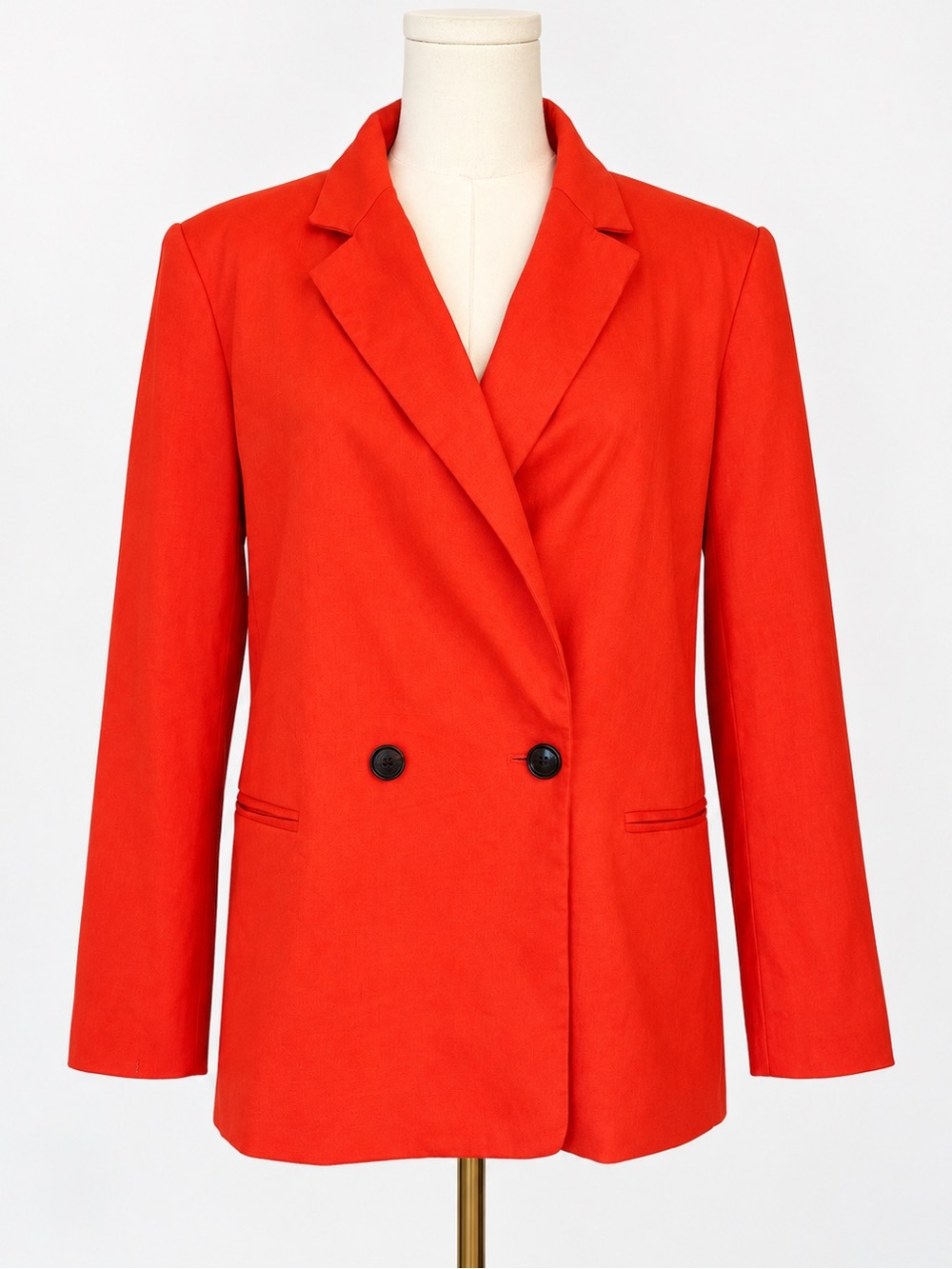 Banana Republic Petite 12 Red Orange Linen Blend Double Breasted Blazer